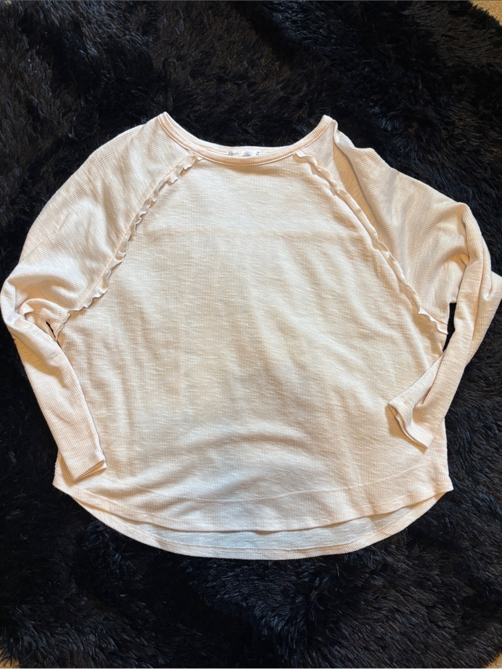 Ivory Long Sleeve Waffle Knit Top Size M